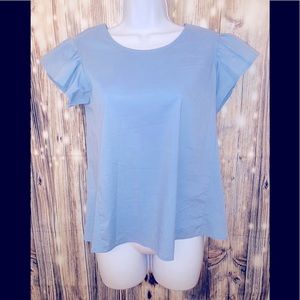 Badeau Pale Blue Flutter Cap Sleeve Blouse S